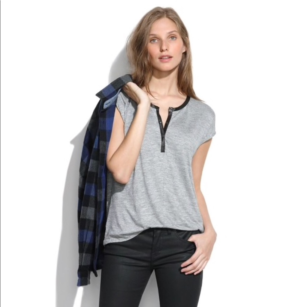 Madewell Leather Trim Henley